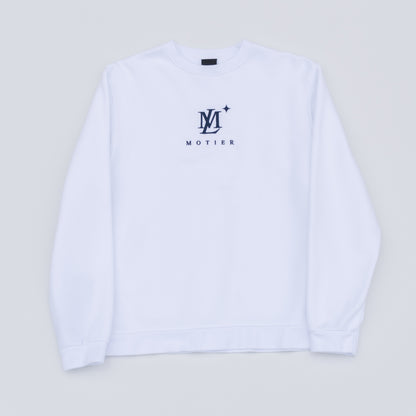 The Insignia Embroidery Luxe Crewneck (White) - Motier Lafayette 