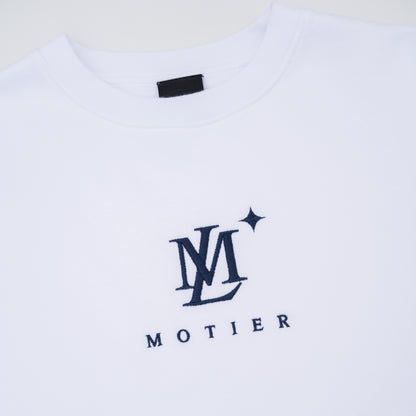 The Insignia Embroidery Luxe Crewneck (White) - Motier Lafayette 
