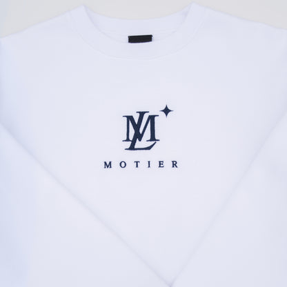 The Insignia Embroidery Luxe Crewneck (White) - Motier Lafayette 