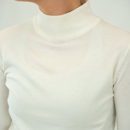 The Motier Women's L/S Mock Sweater (Ivory) - Motier Lafayette 