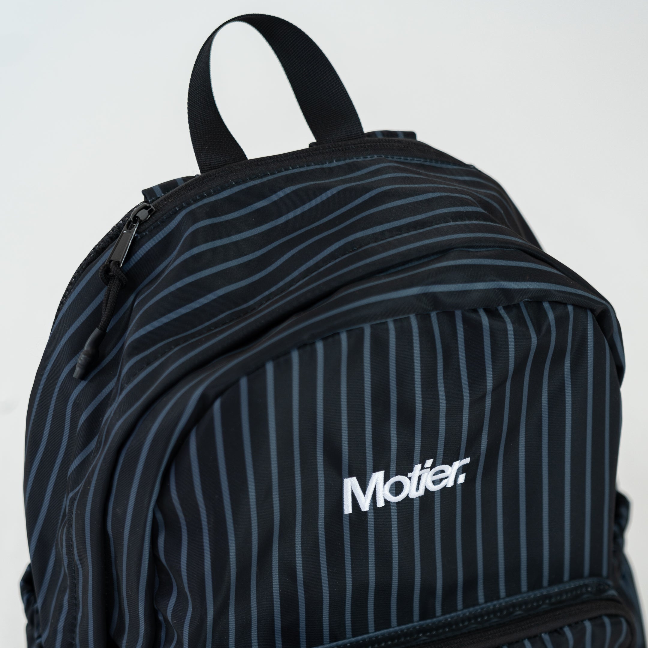 black leather backpack zippers moto designer The Legacy II Pinstripe Backpack (Black)