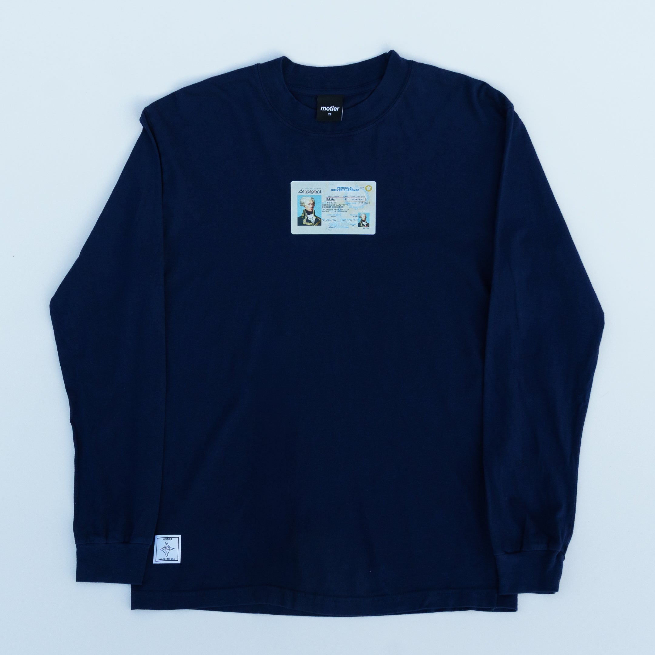 The Marquis License Luxe Long Sleeve Signature Tee (Navy) - Motier Lafayette 