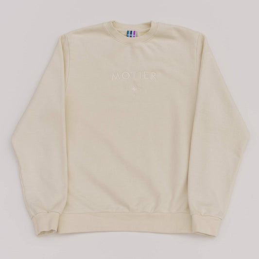 The Motier Astroid Embroidery Luxe Crewneck (White Sand)