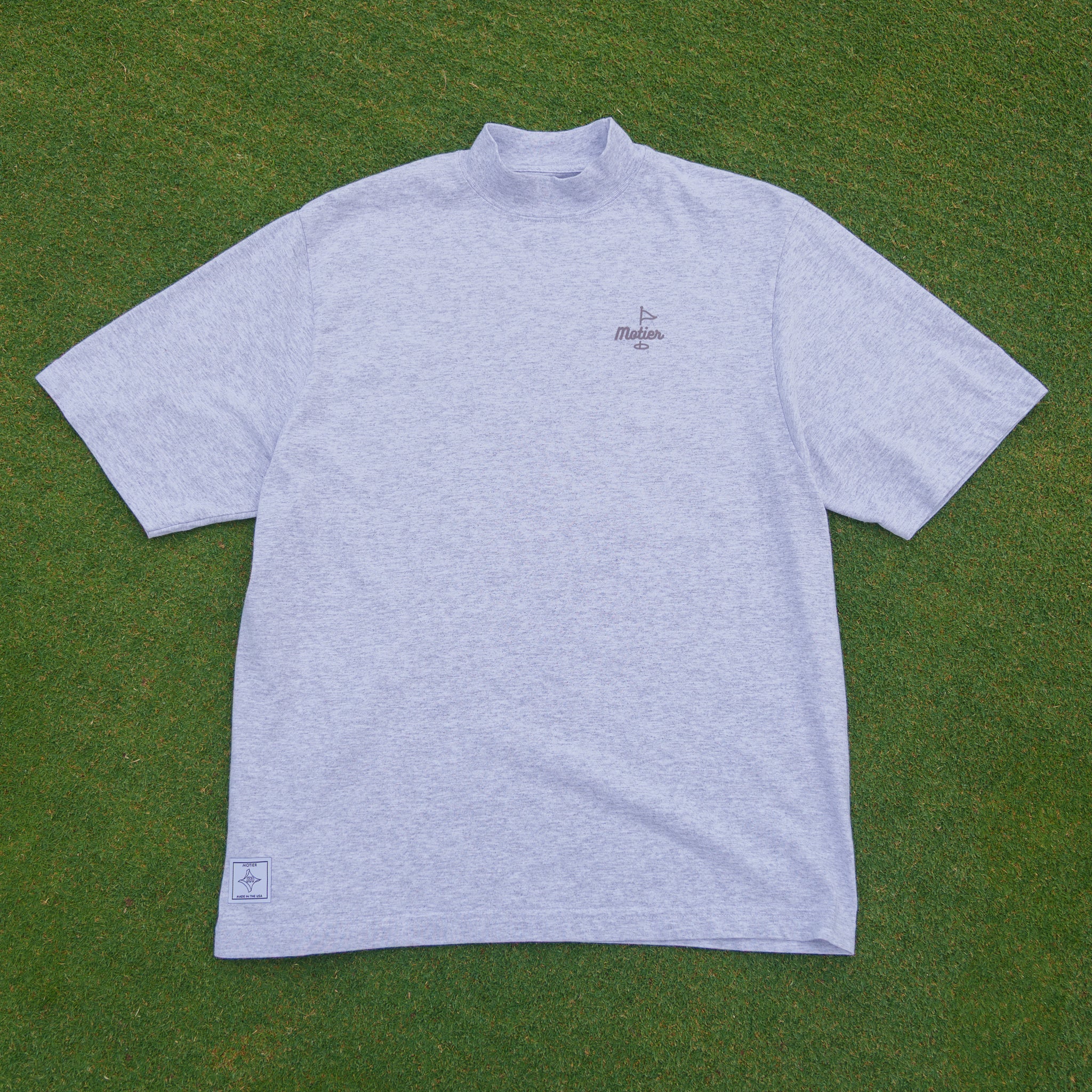 The Pin Mock Neck Luxe Tee (Heather Grey) - Motier Lafayette 