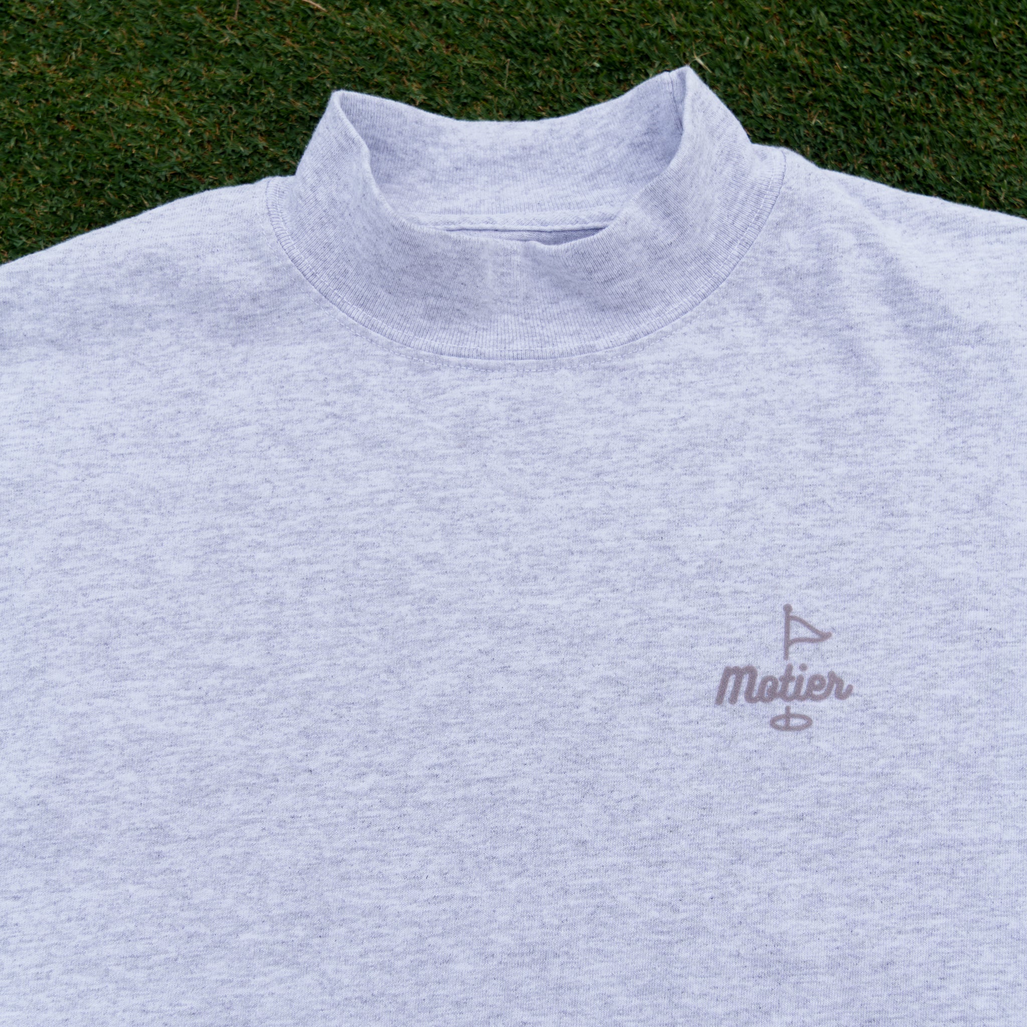 The Pin Mock Neck Luxe Tee (Heather Grey) - Motier Lafayette 