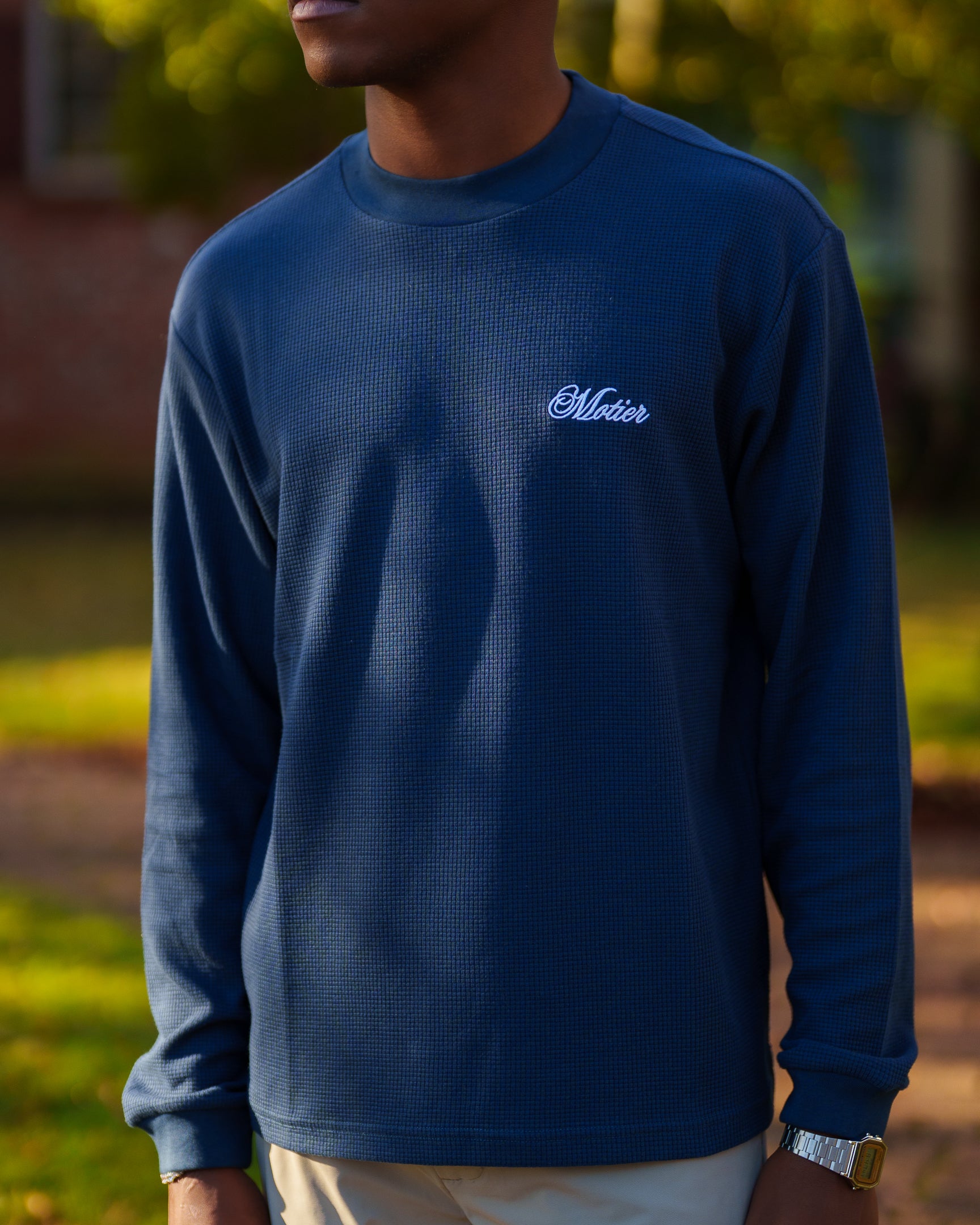 The Sterling Long Sleeve Waffle Tee II (True Navy)
