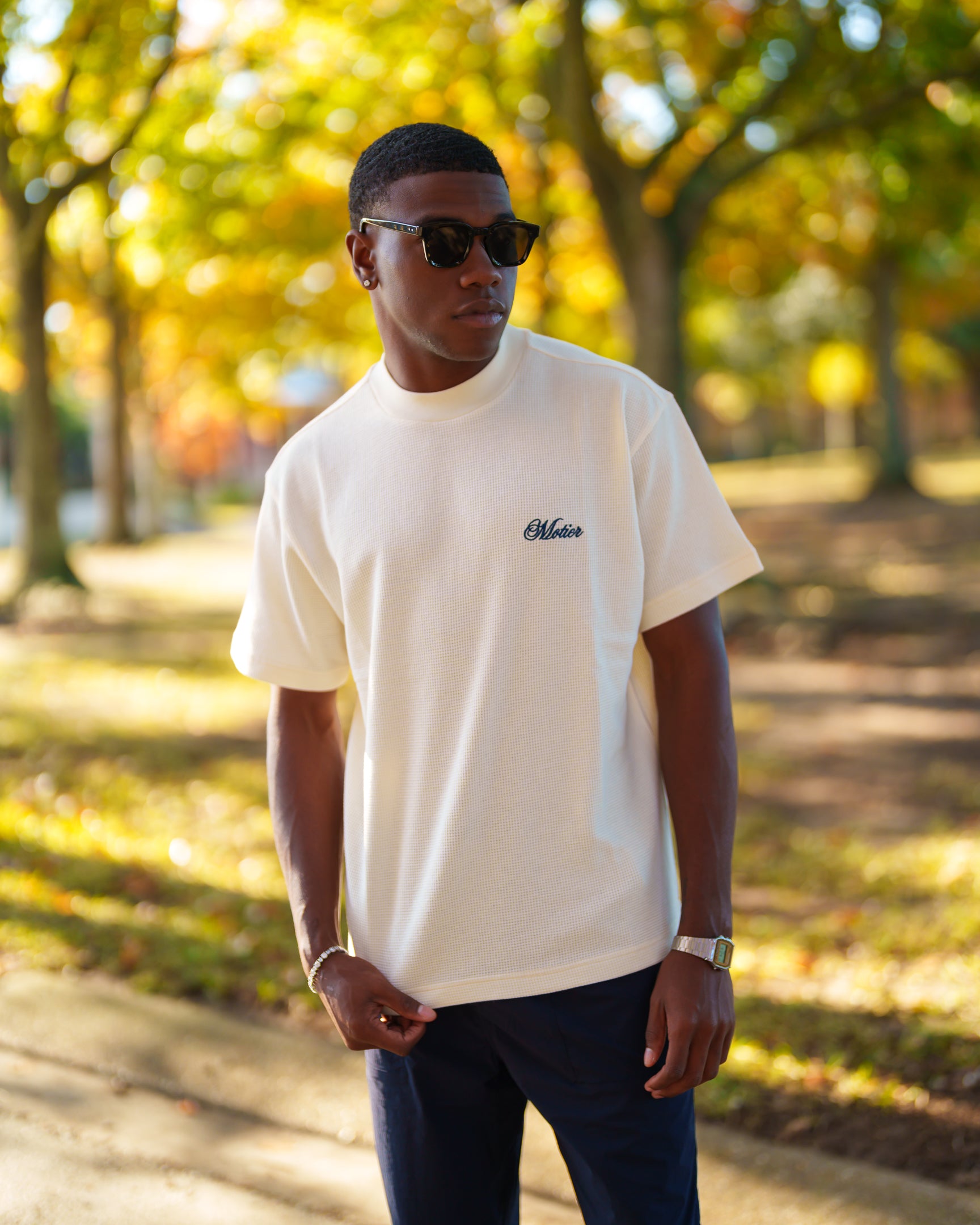 The Sterling Waffle Tee II (Cream) - Motier Lafayette 