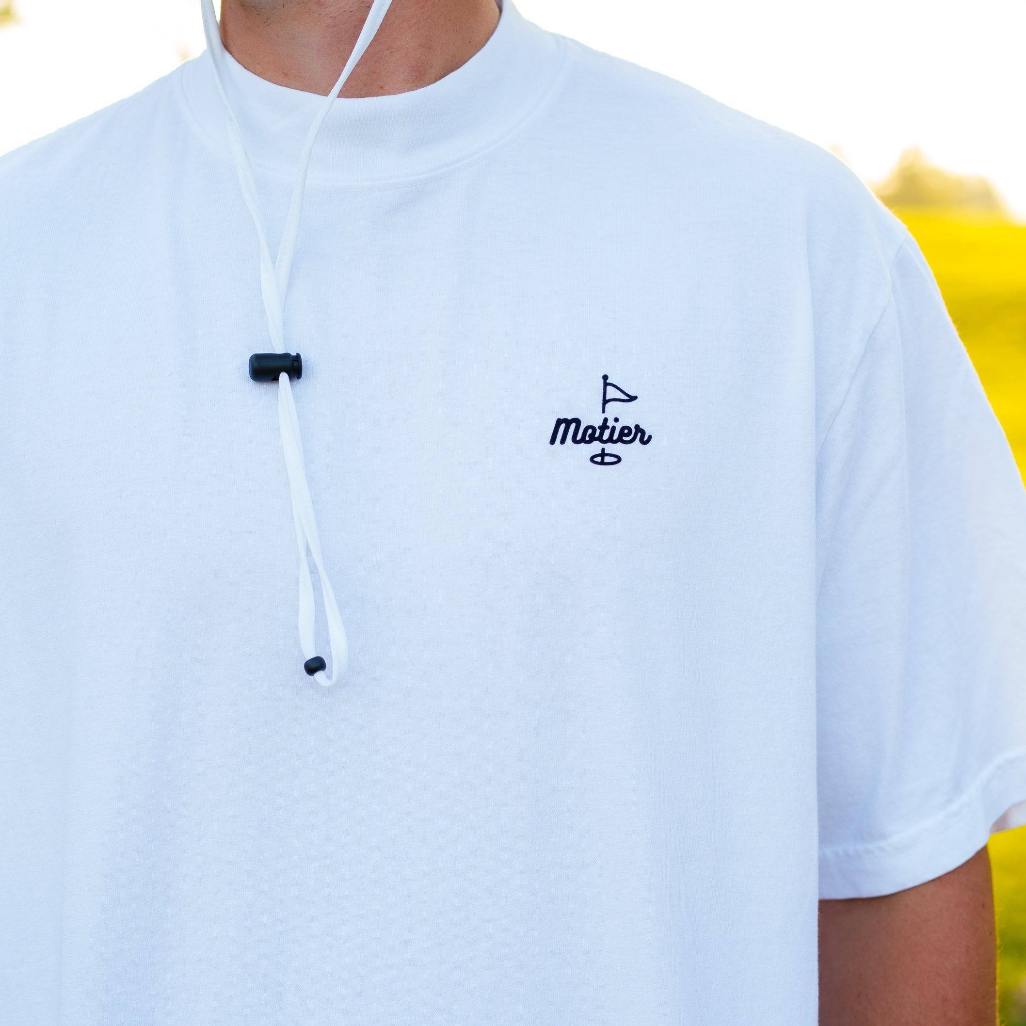 The Pin Mock Neck Luxe Tee (White/Navy) - Motier Lafayette 