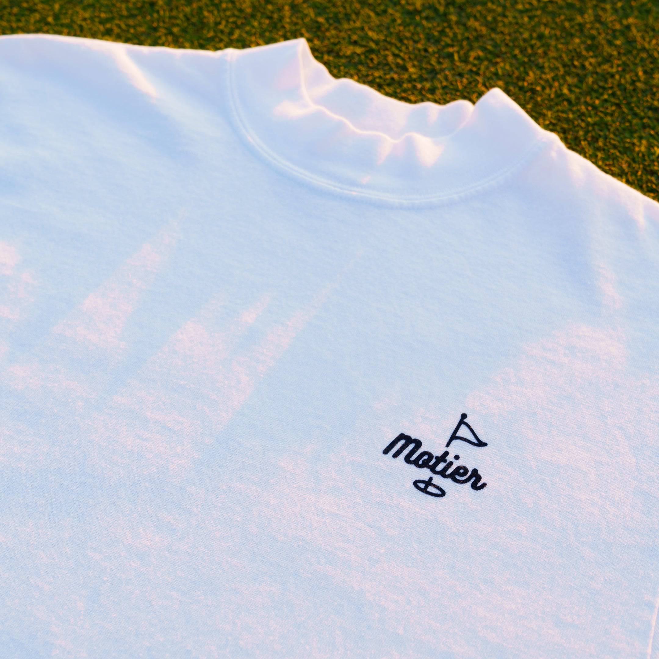 The Pin Mock Neck Luxe Tee (White/Navy) - Motier Lafayette 