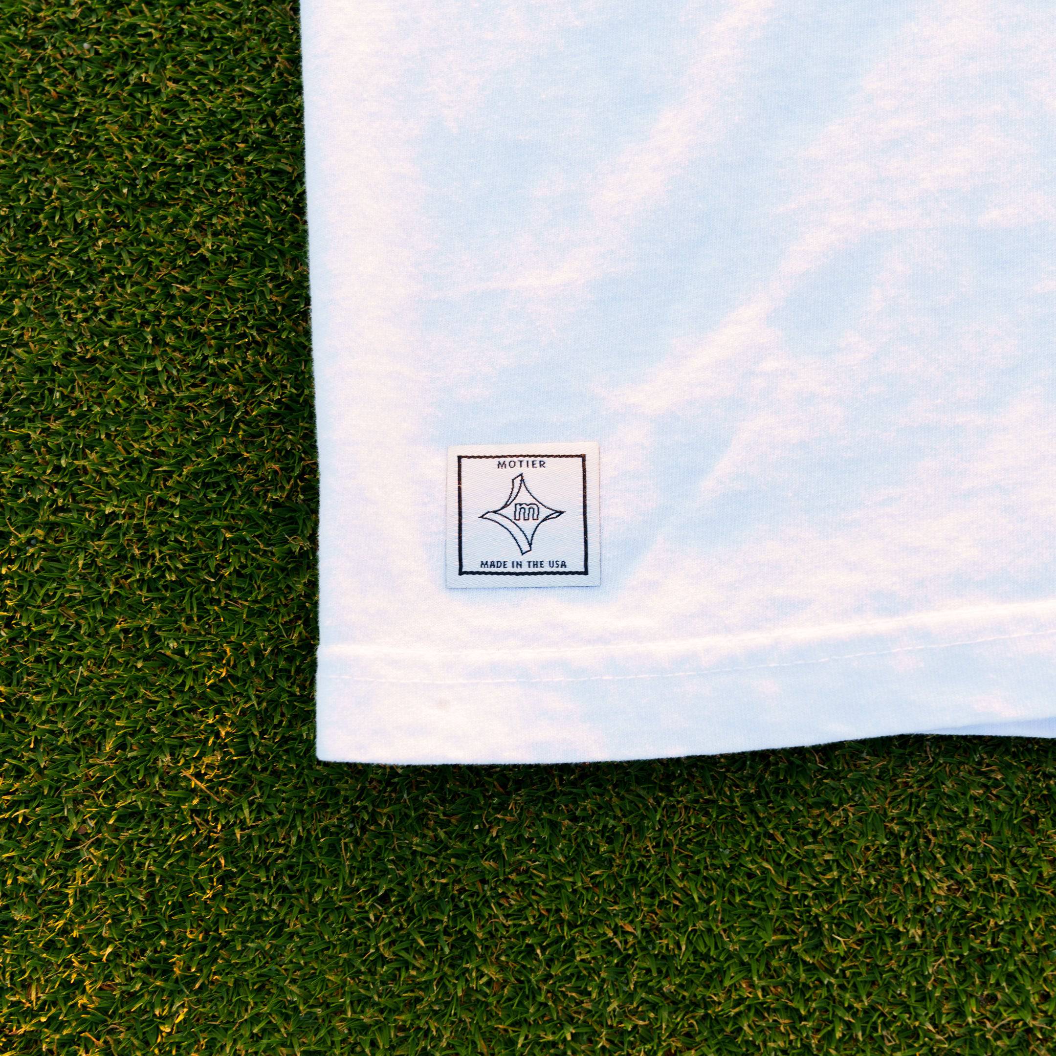 The Pin Mock Neck Luxe Tee (White/Navy) - Motier Lafayette 