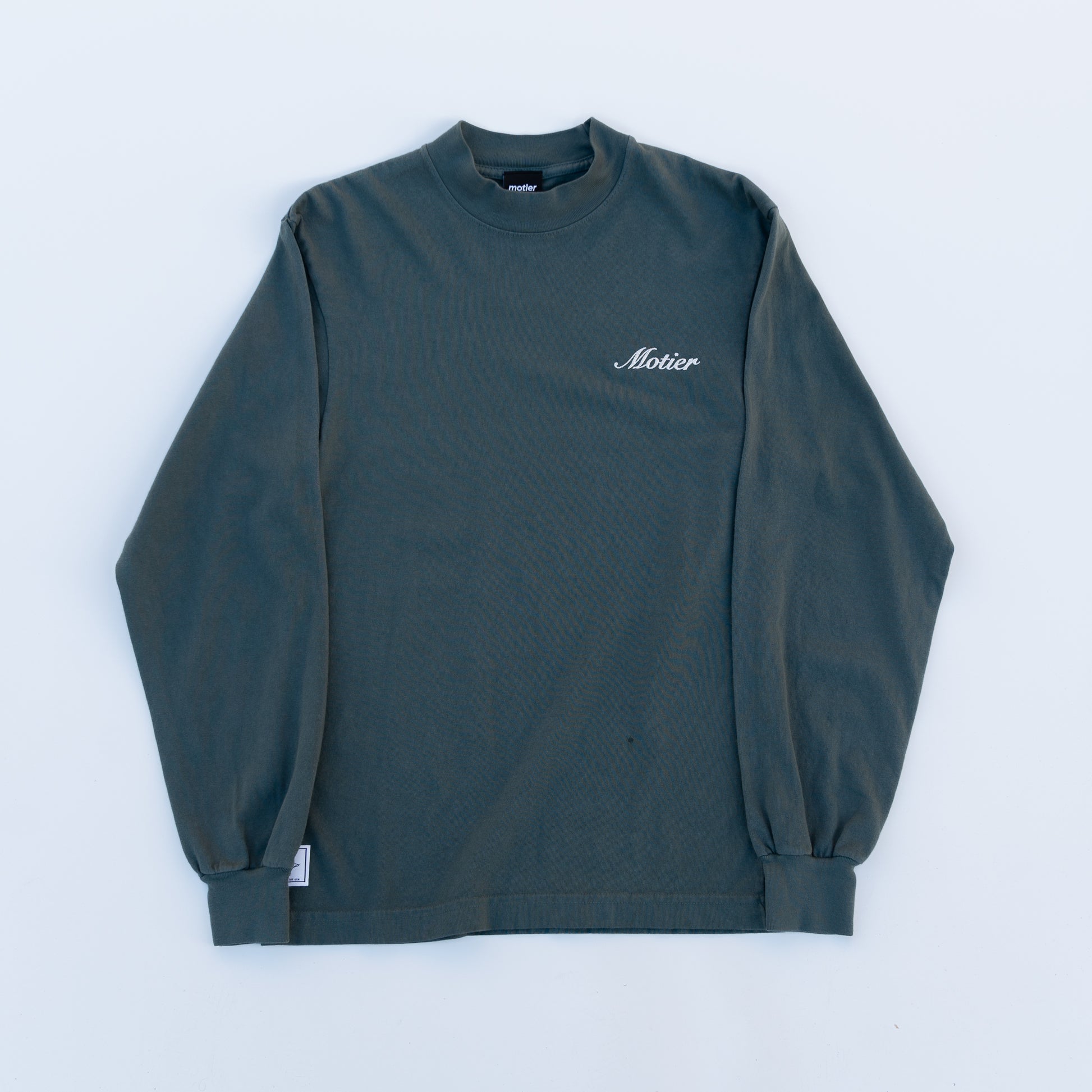 The Script Mock-Neck L/S Luxe Tee (Pine) - Motier Lafayette 