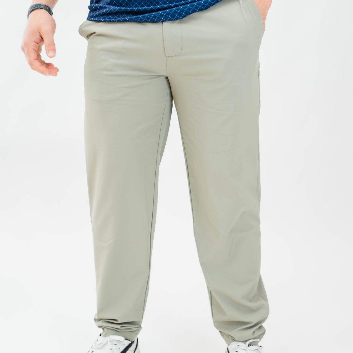 Motier Lafayette Rusty Marquis Tan pants showing tailored fit and fabric texture on a model.