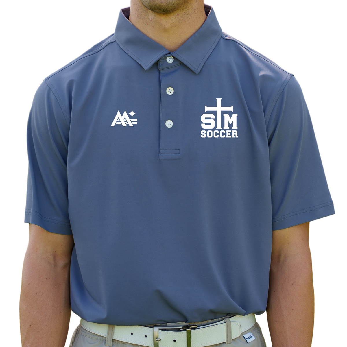 Motier Lafayette Motier Select Gameday Polo in Blue Graphite, men's casual polo shirt with a classic fit and subtle branding.