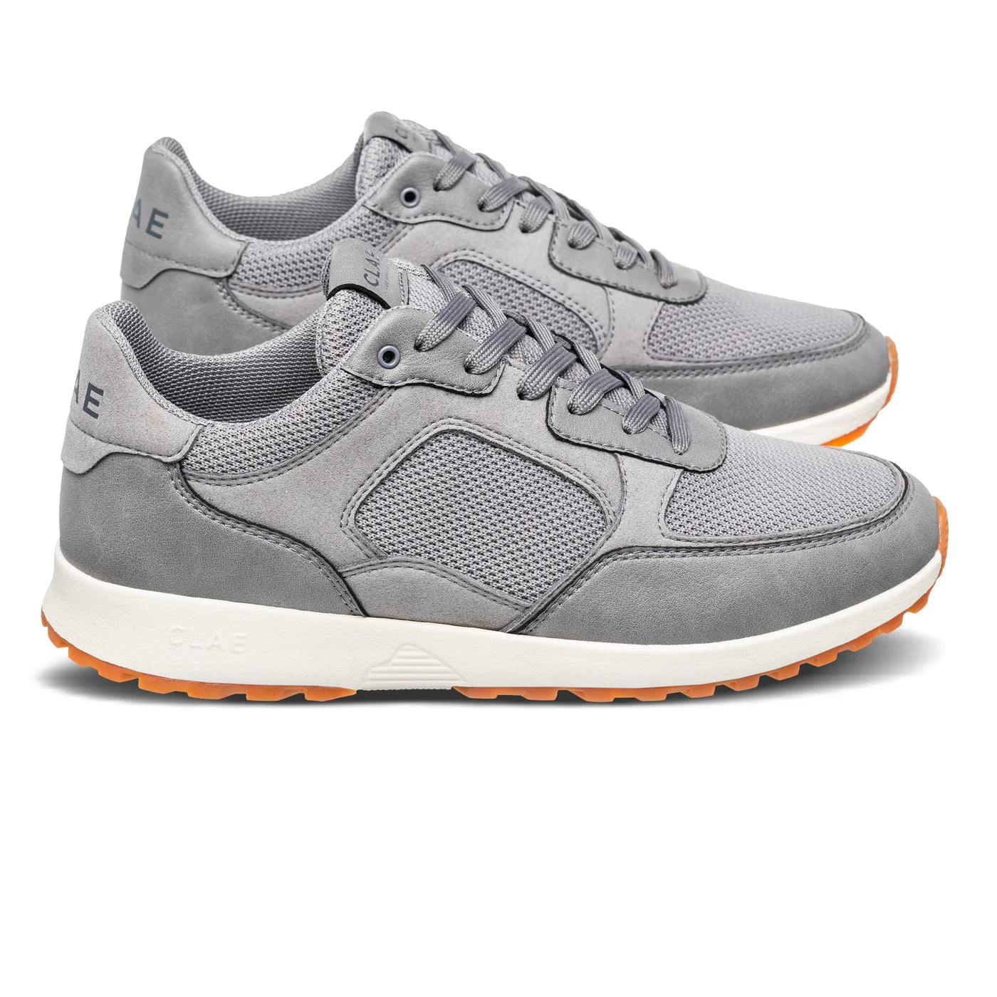 Clae Joshua Vegan Frost Grey shoes for men and women, casual sneakers with sleek design and vegan leather material.