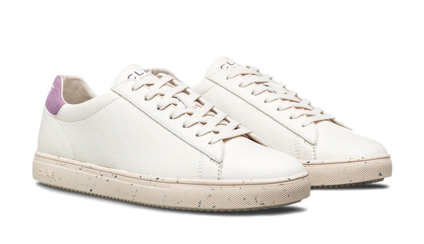 Clae Bradley vegan shoes in off-white elderberry color, men's and women's Motier Lafayette footwear with stylish design.