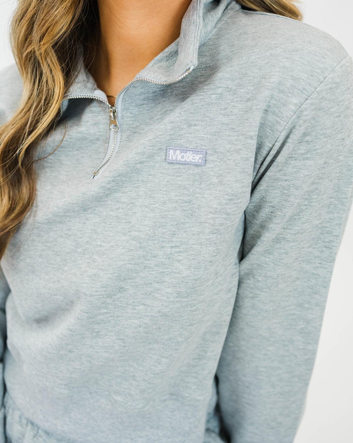 Grey Motier Lafayette The Refresh Quarter Zip II women's sweatshirt with a high collar and quarter-length zipper.