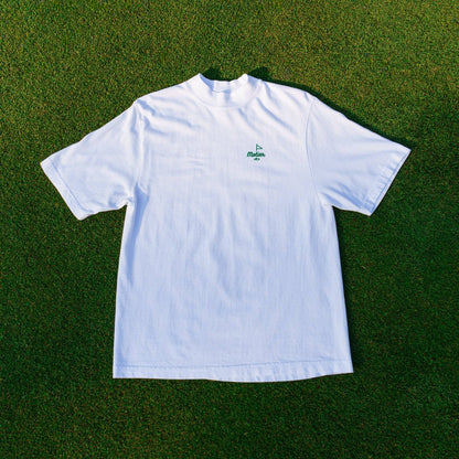 The Pin Mock Neck Luxe Tee (White/Green)