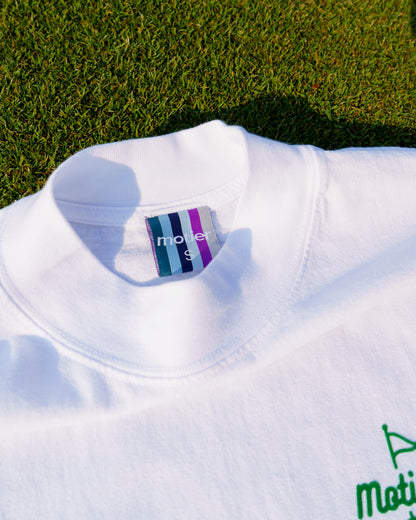The Pin Mock Neck Luxe Tee (White/Green)