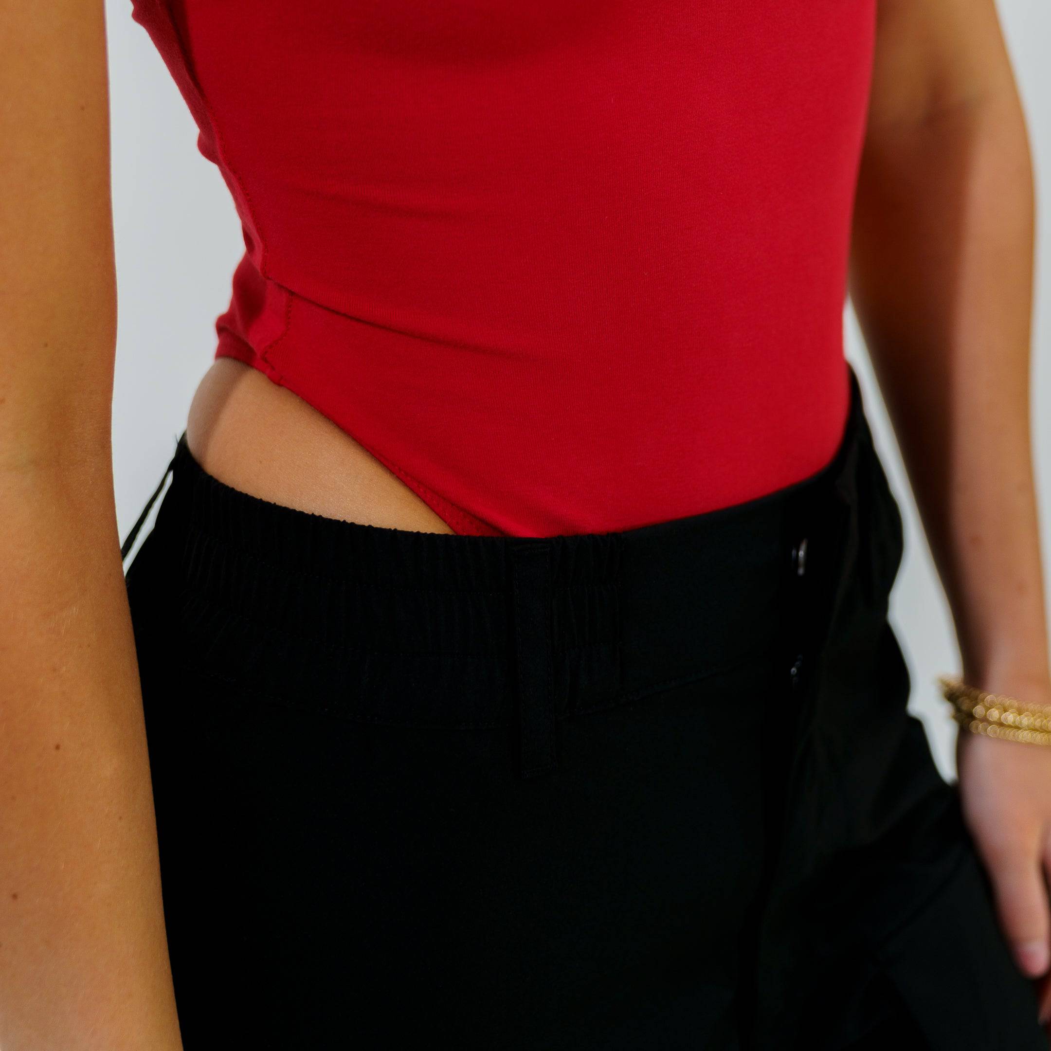 The Nyx Racerback Bodysuit (Lipstick Red) - Motier Lafayette 