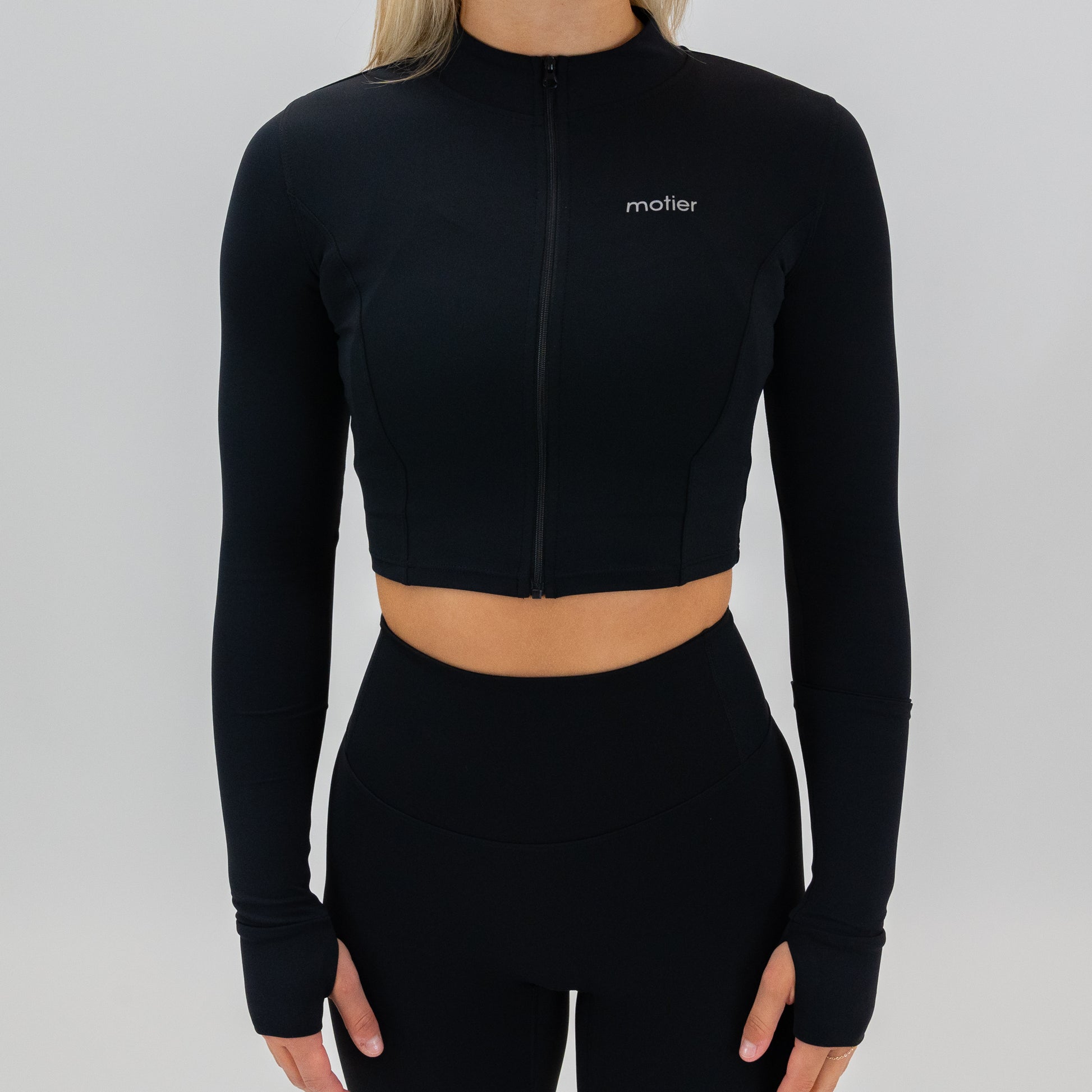 The Nyx Cropped Full-Zip (Black) - Motier Lafayette 