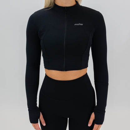 The Nyx Cropped Full-Zip (Black) - Motier Lafayette 