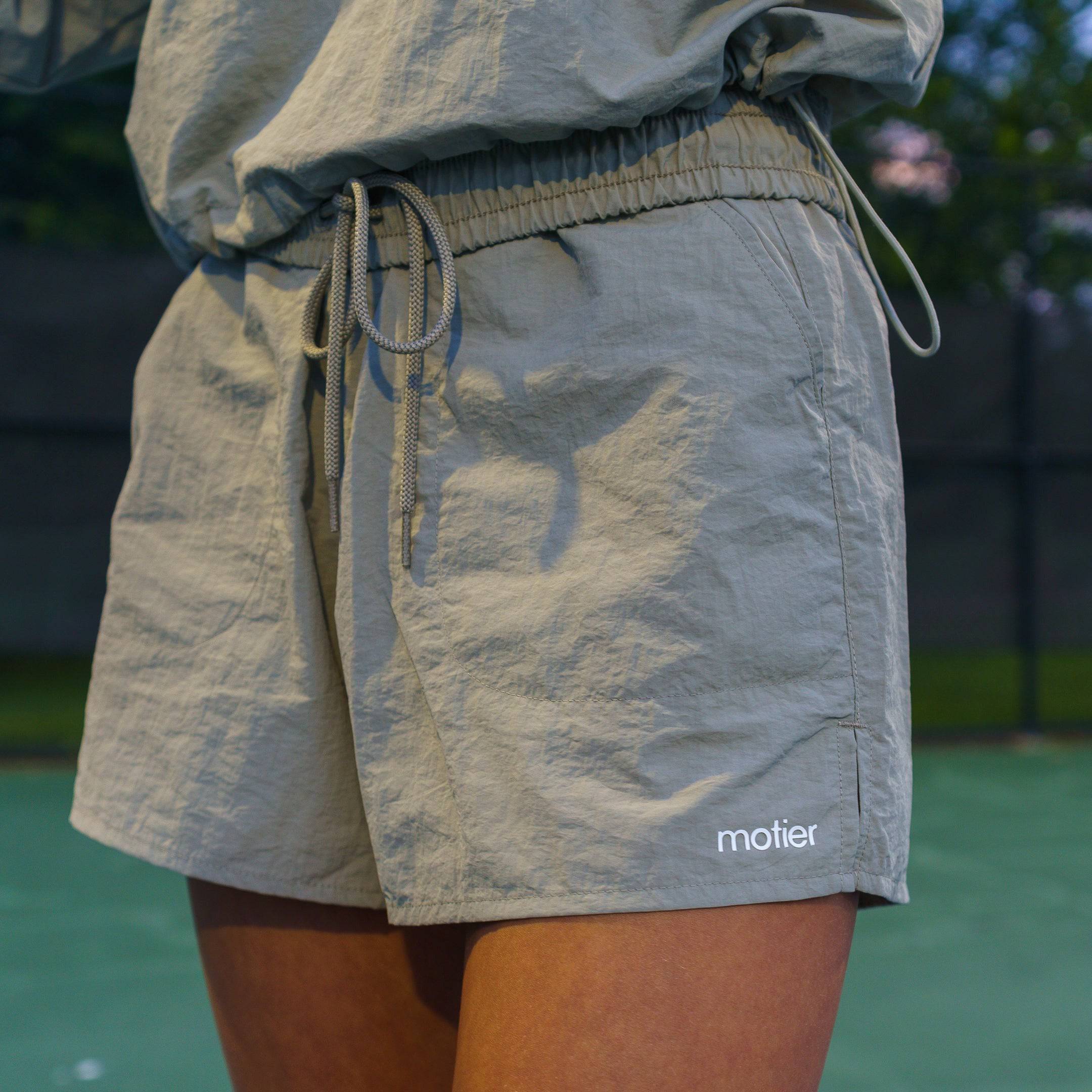 Nyx Wrinkle Nylon Lounge Shorts (Lt. Sage) - Motier Lafayette 