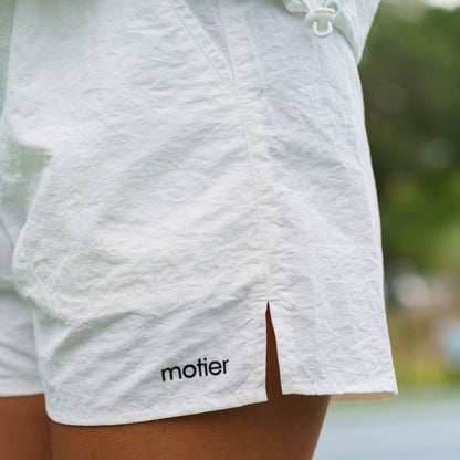 Nyx Wrinkle Nylon Lounge Shorts (White)