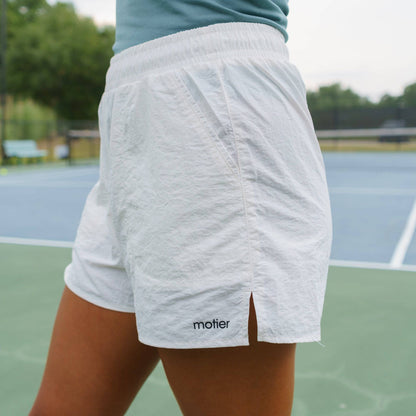Nyx Wrinkle Nylon Lounge Shorts (White)