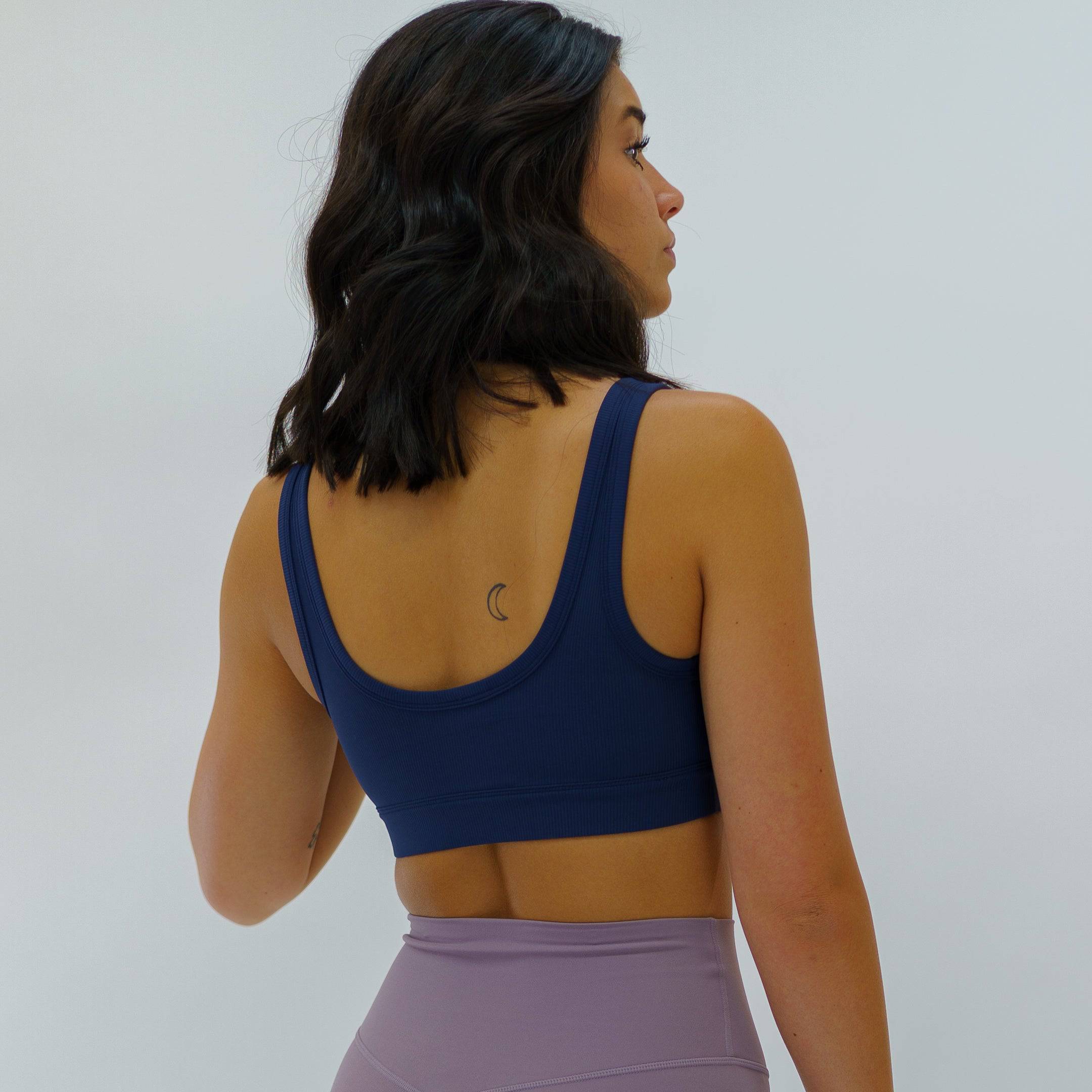 Nyx Ribbed Active Bra (Navy) - Motier Lafayette 