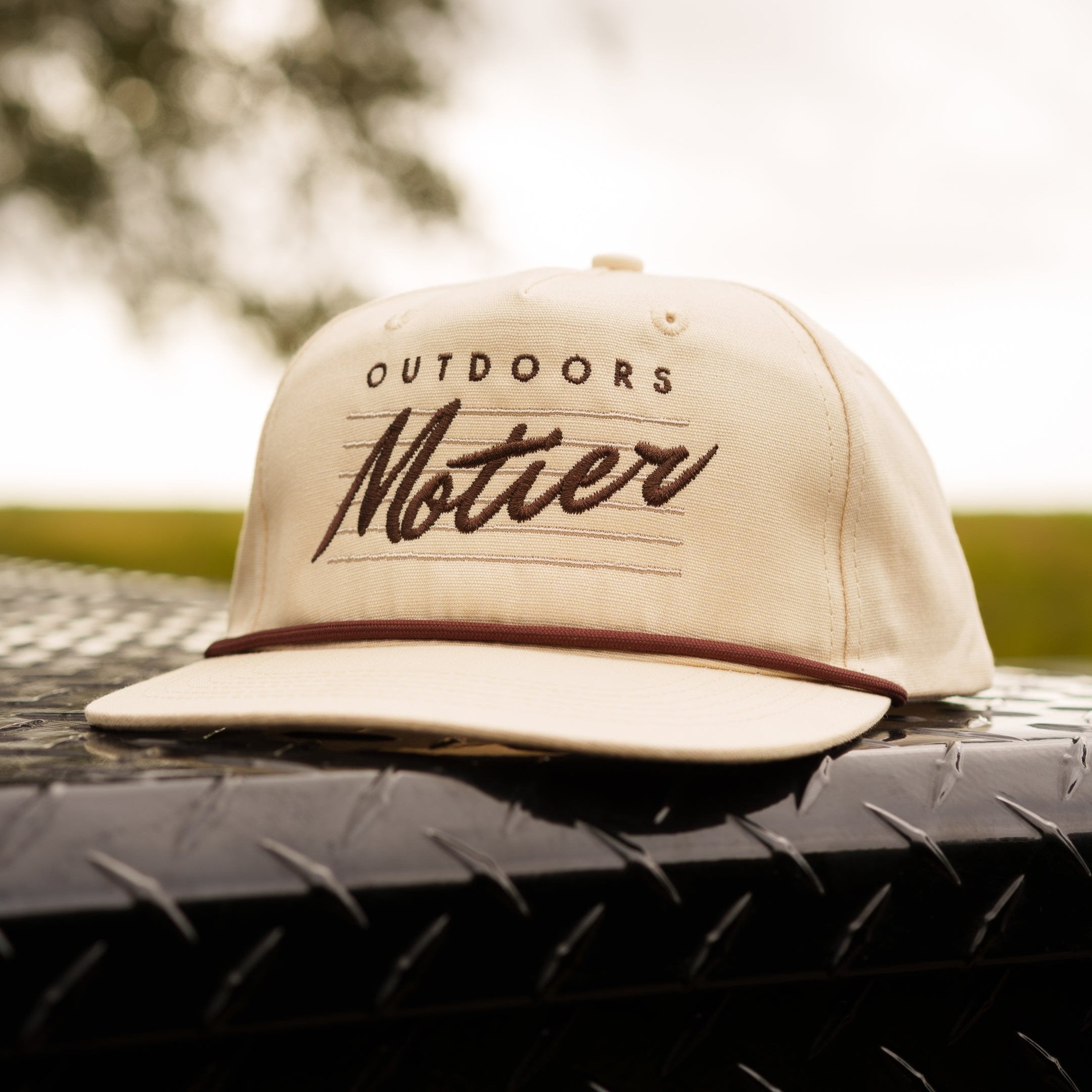 The Outdoors Retro Roped Snapback (Cream) - Motier Lafayette 