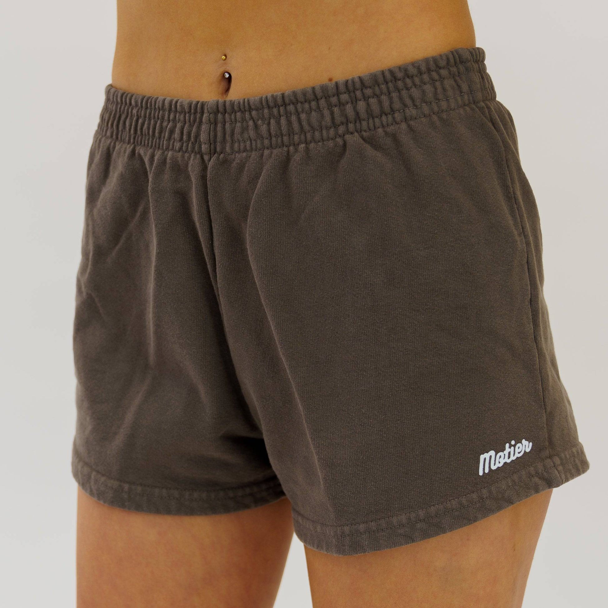 The Core Pin Script Luxe Sweatshorts (French Roast) - Motier Lafayette 