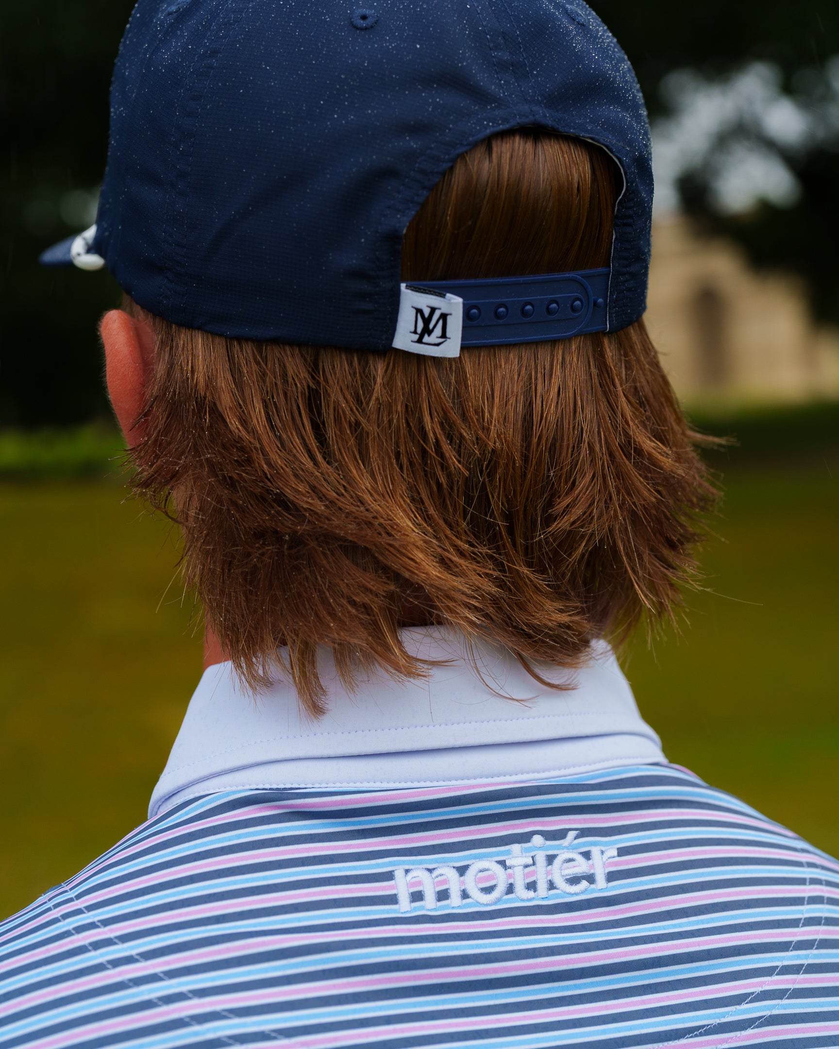 The Motier Tour Fine Stripe Polo (Baha Mist)