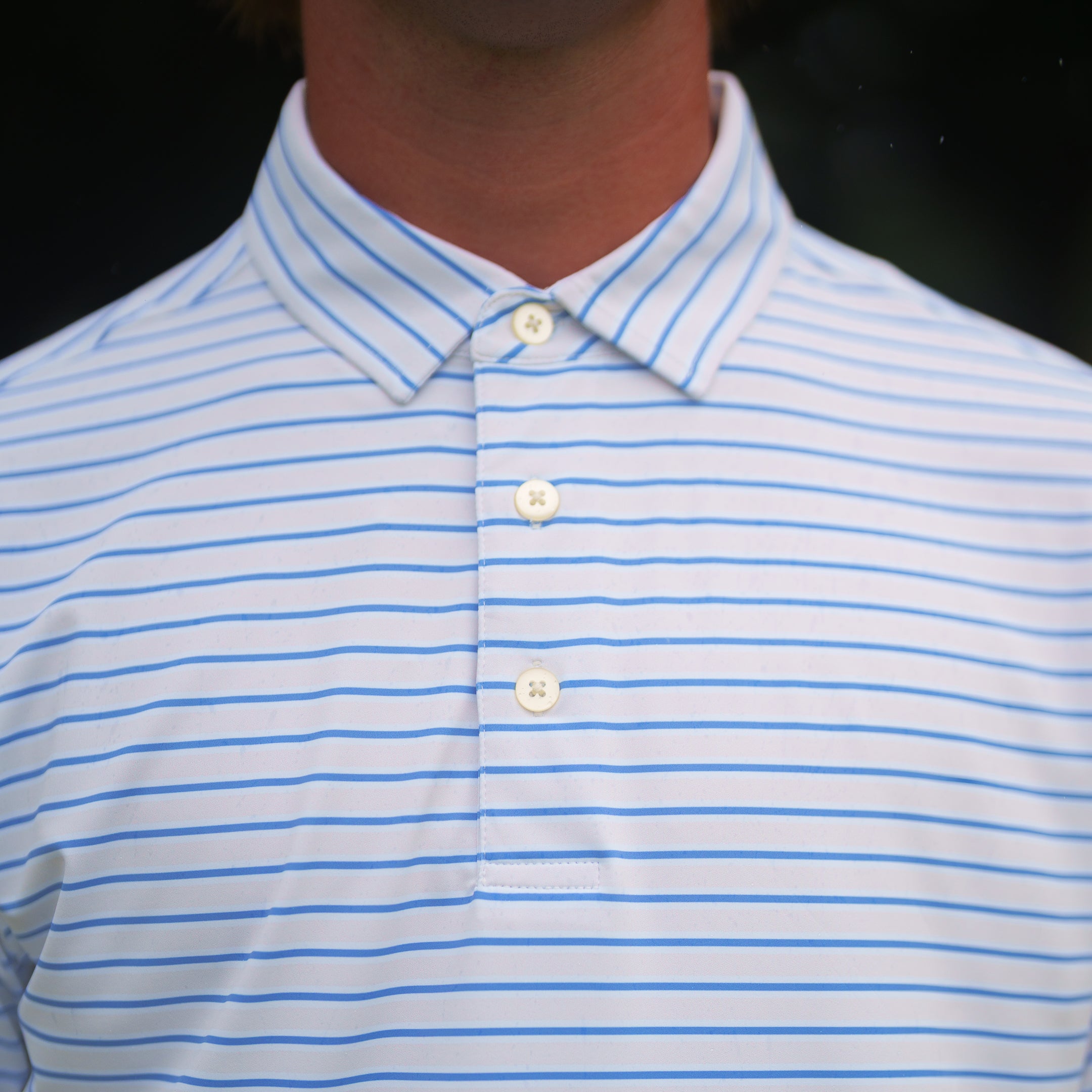 The Motier Tour Striped Polo (Ivory Sky)