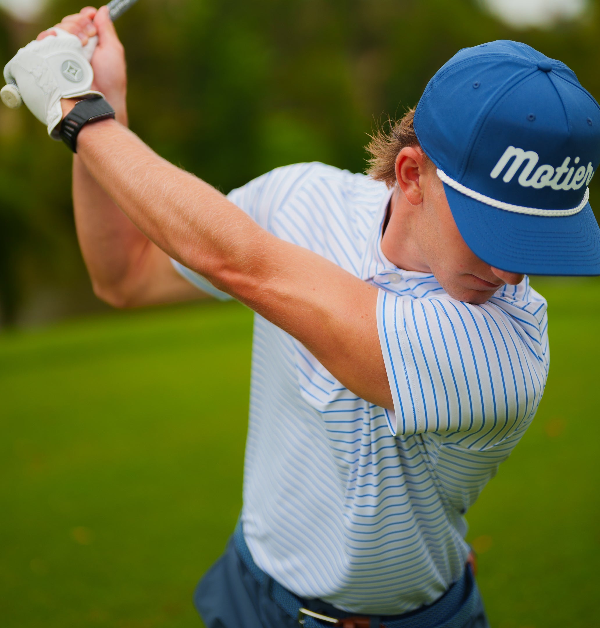 The Motier Tour Striped Polo (Ivory Sky)