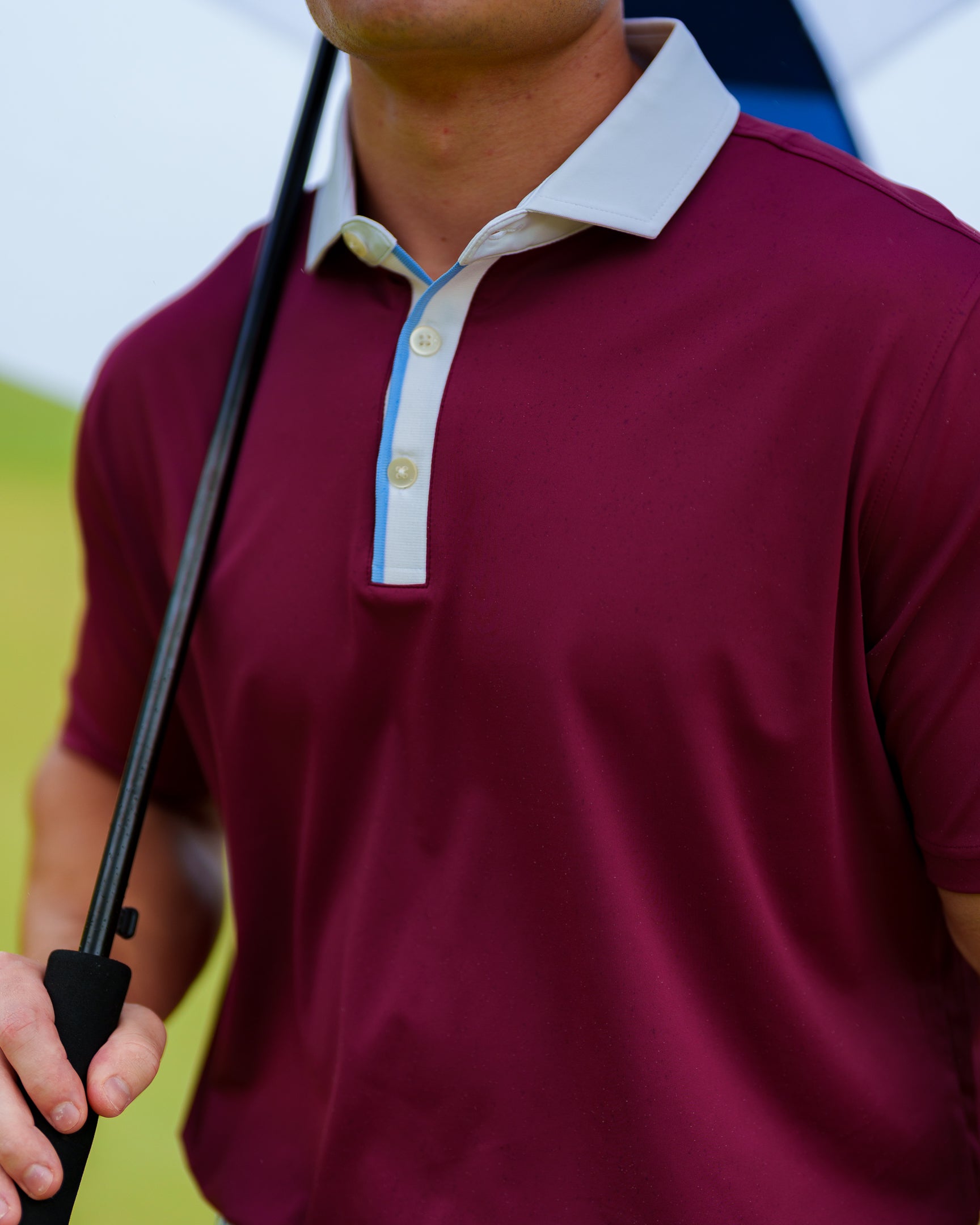 The Motier Tour Placket Stripe Polo (Burgundy)