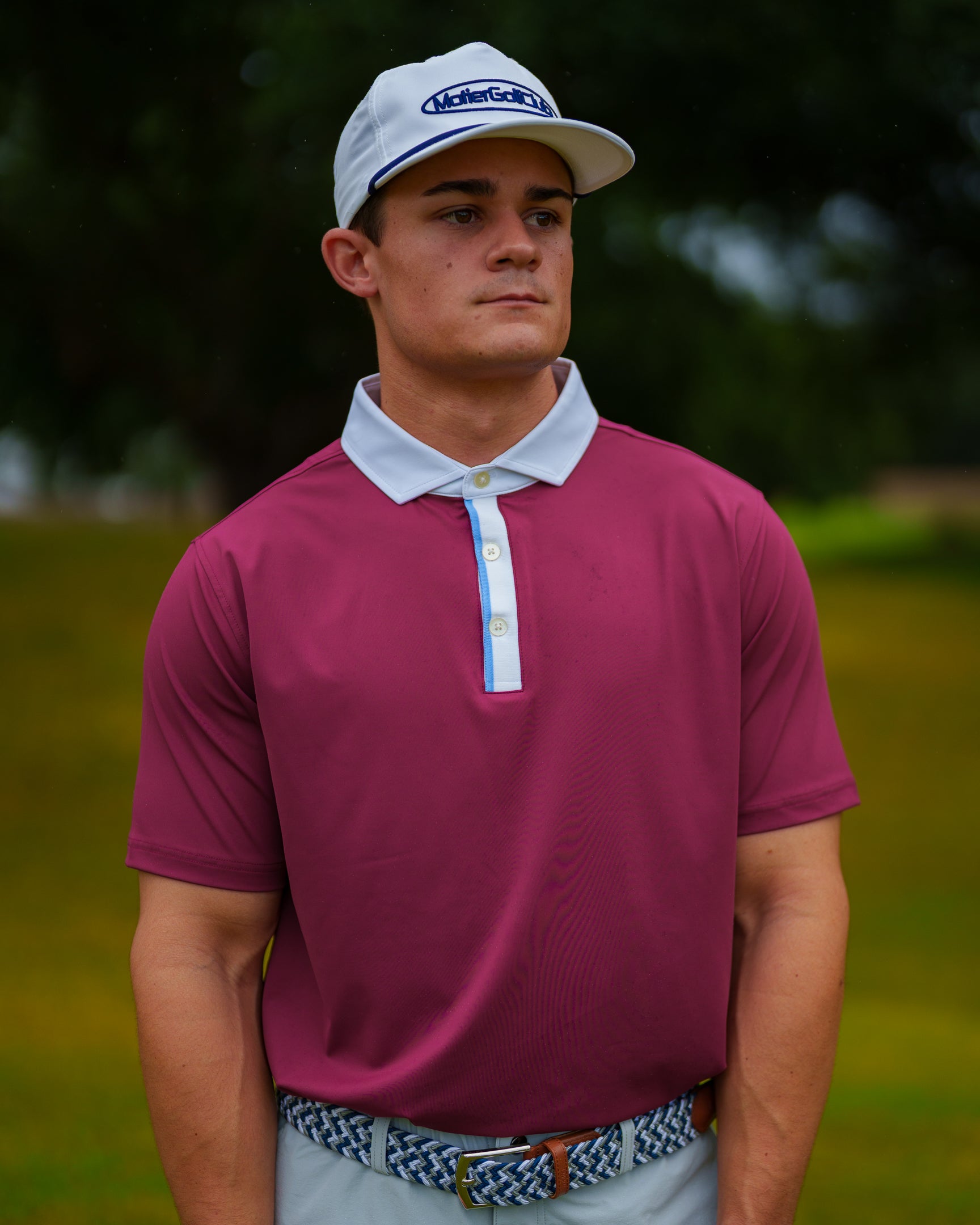 The Motier Tour Placket Stripe Polo (Burgundy)