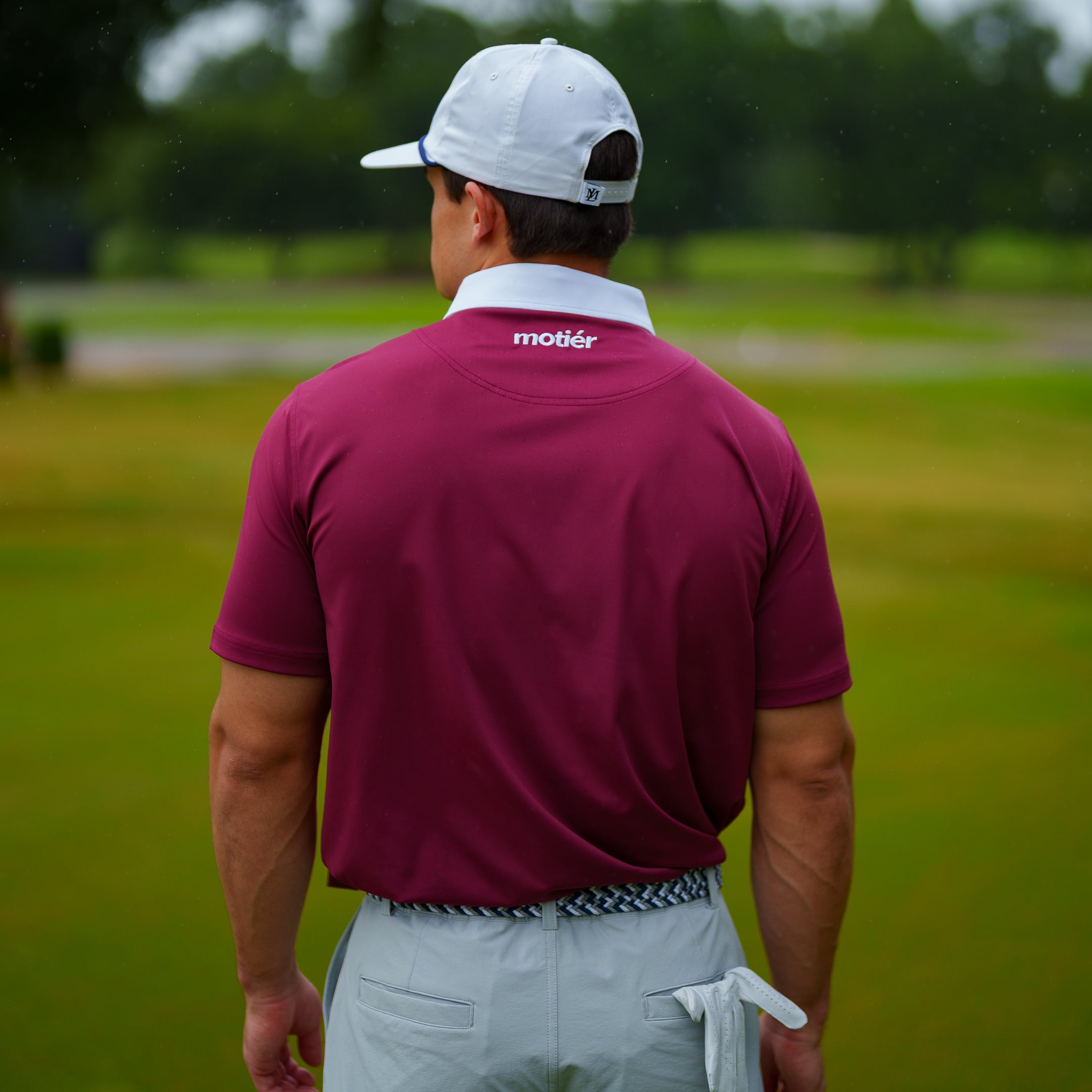 The Motier Tour Placket Stripe Polo (Burgundy)