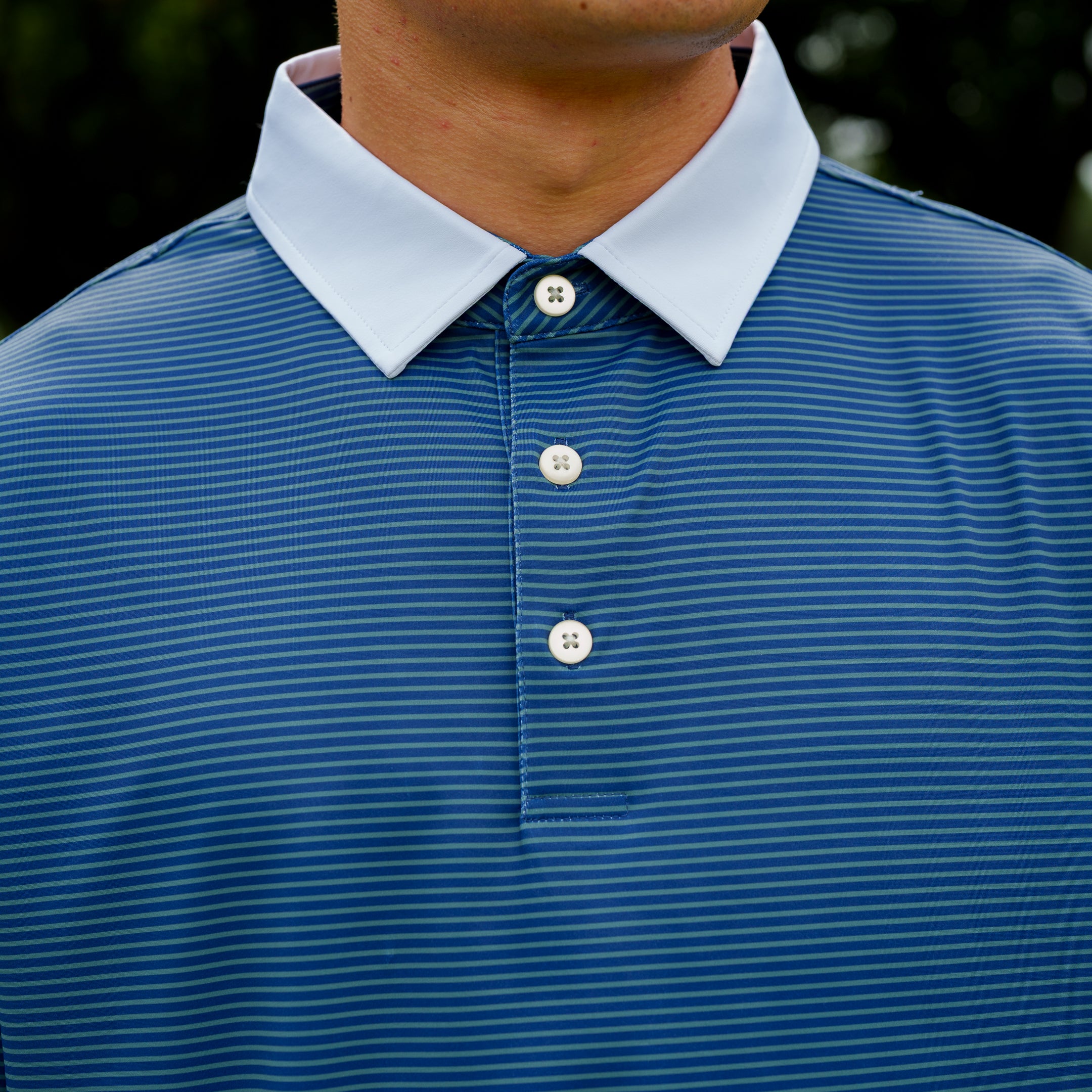 The Motier Tour Fine Stripe Polo (Cypress)