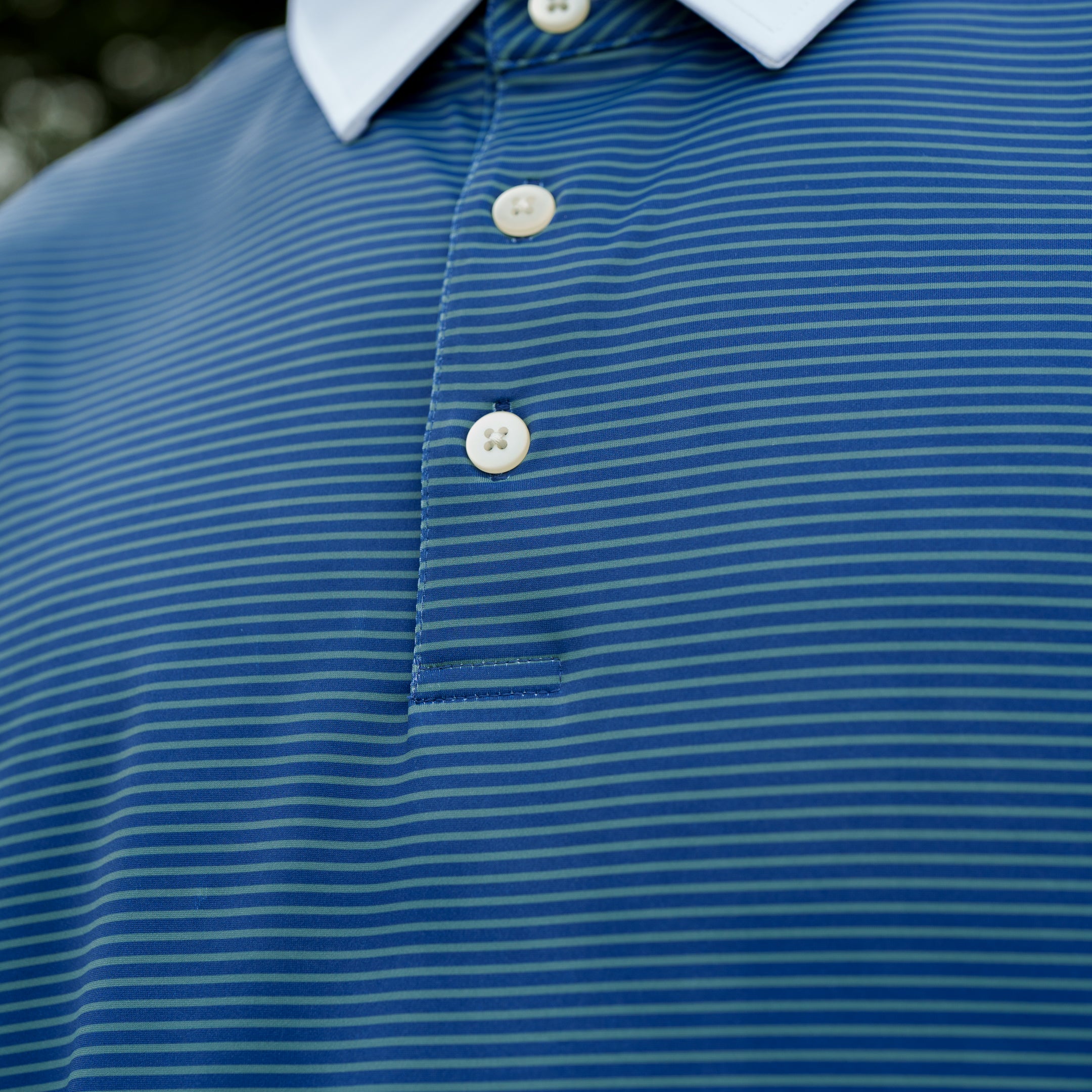 The Motier Tour Fine Stripe Polo (Cypress)