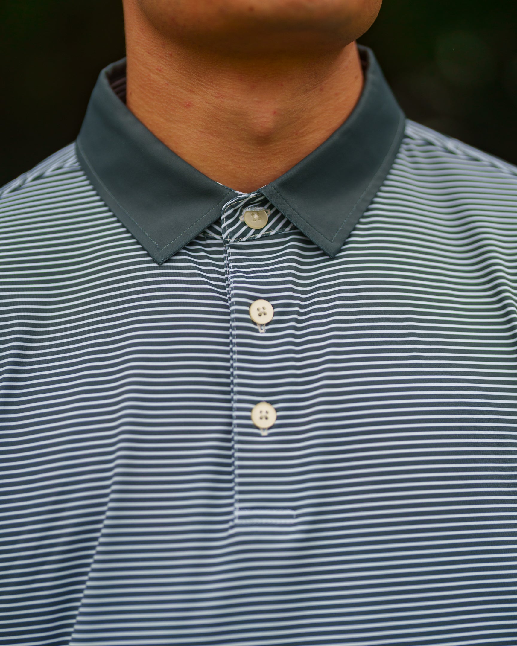 The Motier Tour Fine Stripe Polo (Pinewood)