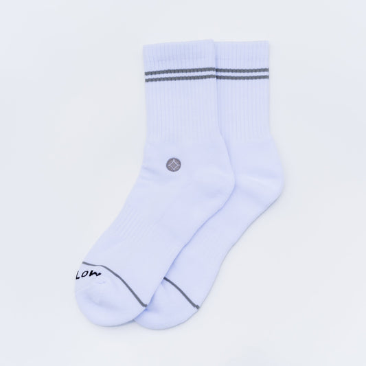 Quarter Striped Socks (White/Grey)