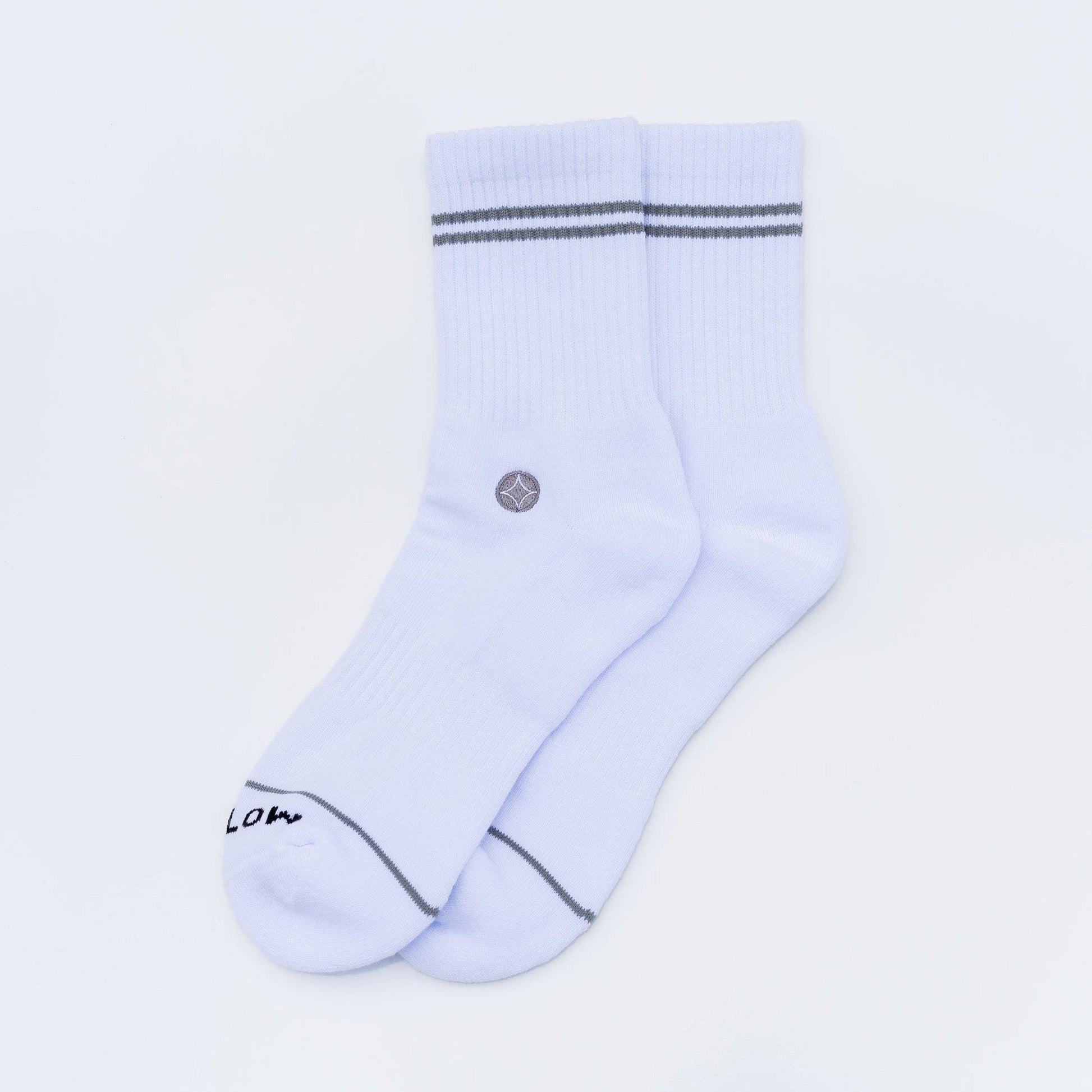 Quarter Striped Socks (White/Grey) - Motier Lafayette 