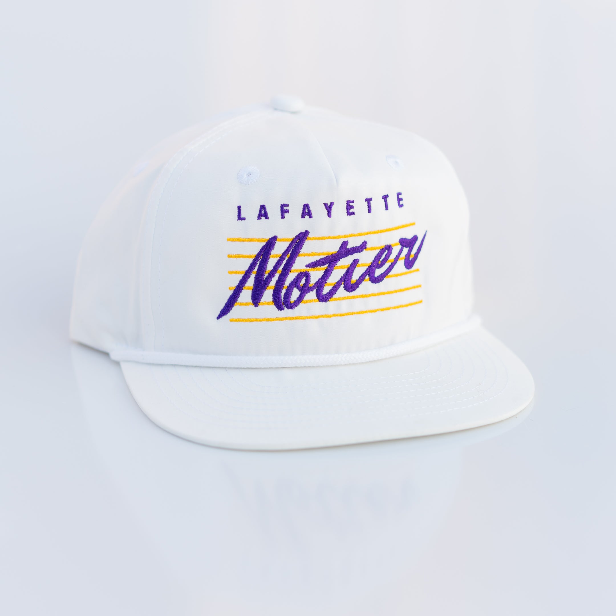 Retro Lafayette Roped Snapback (White/Purple) - Motier Lafayette 