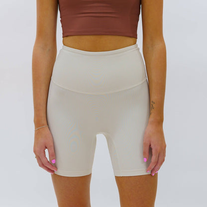Ribbed Biker Shorts (Ivory)