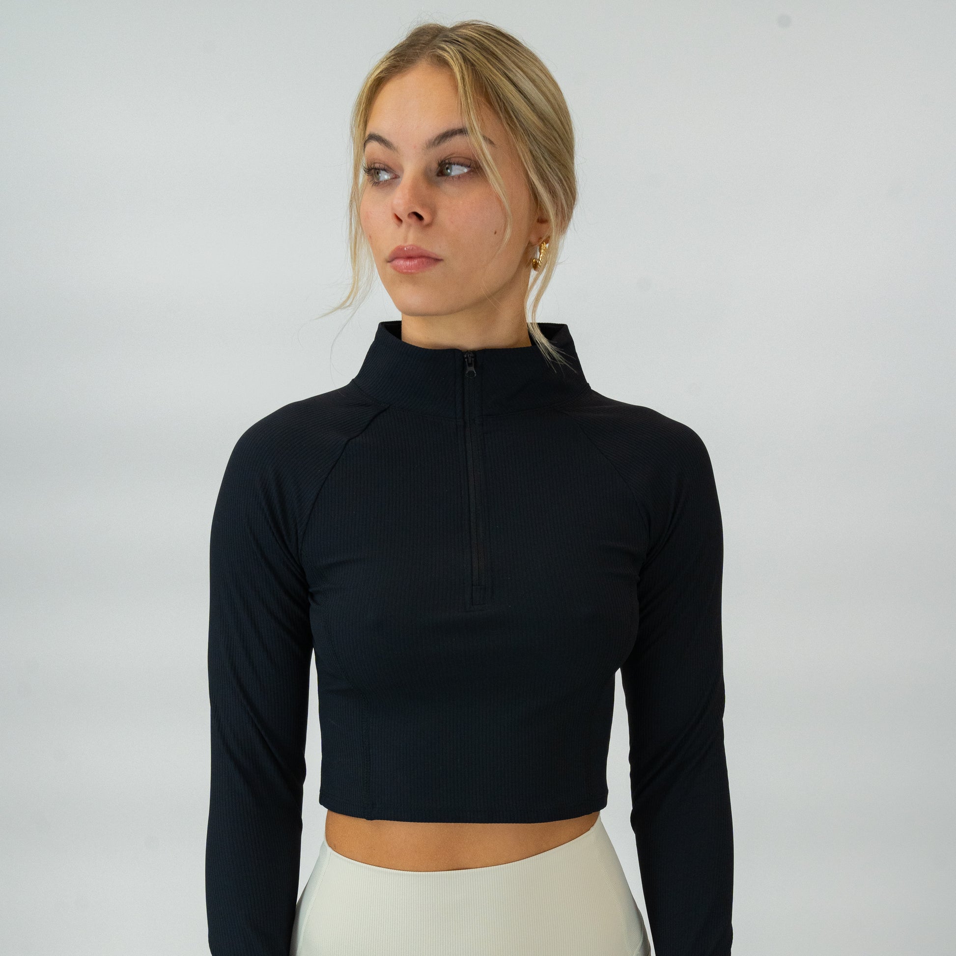 Ribbed Essential Quarter-Zip (Black) - Motier Lafayette 