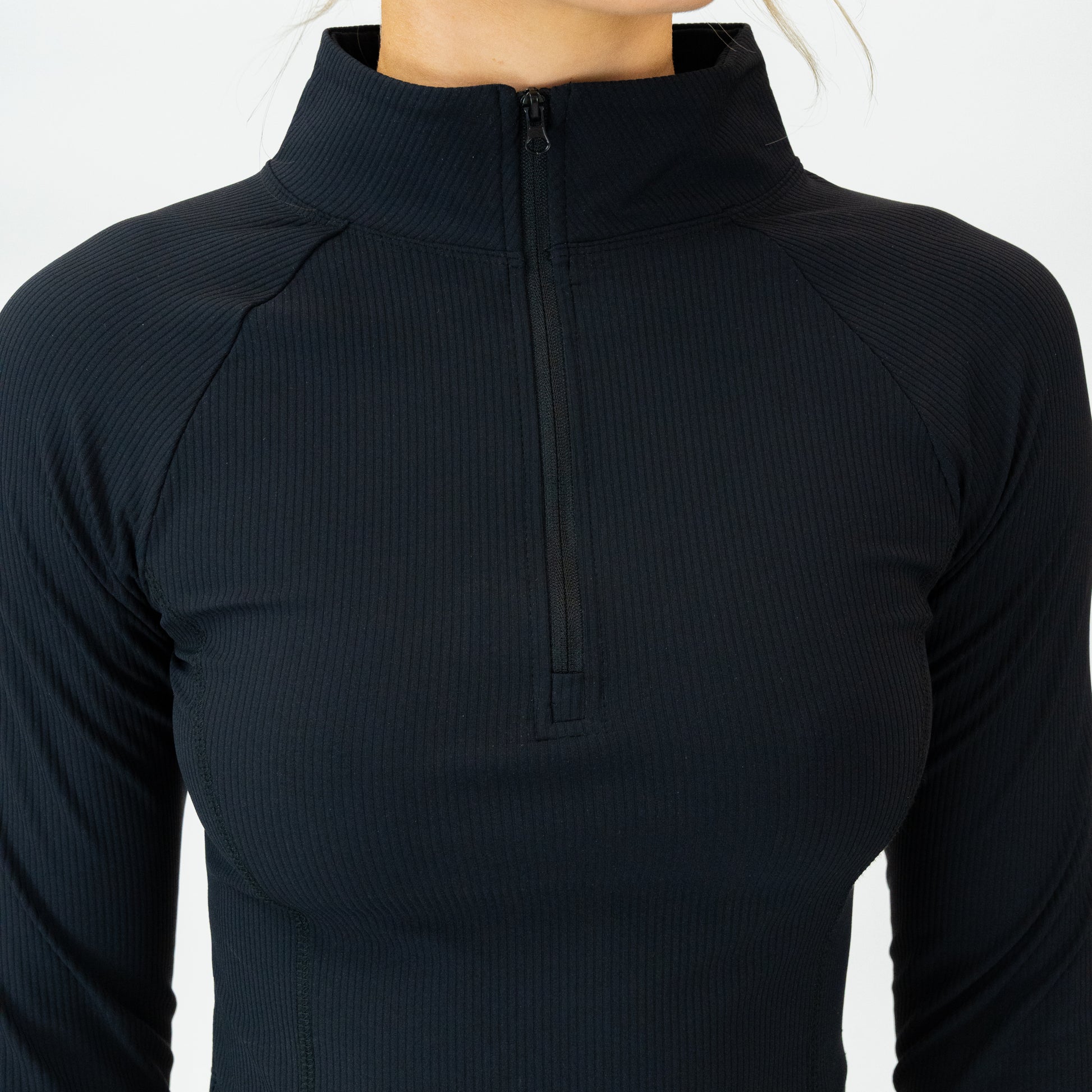 Ribbed Essential Quarter-Zip (Black) - Motier Lafayette 