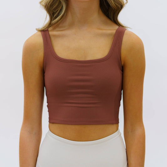Ribbed Active Tank Bra (Cayenne) - Motier Lafayette 