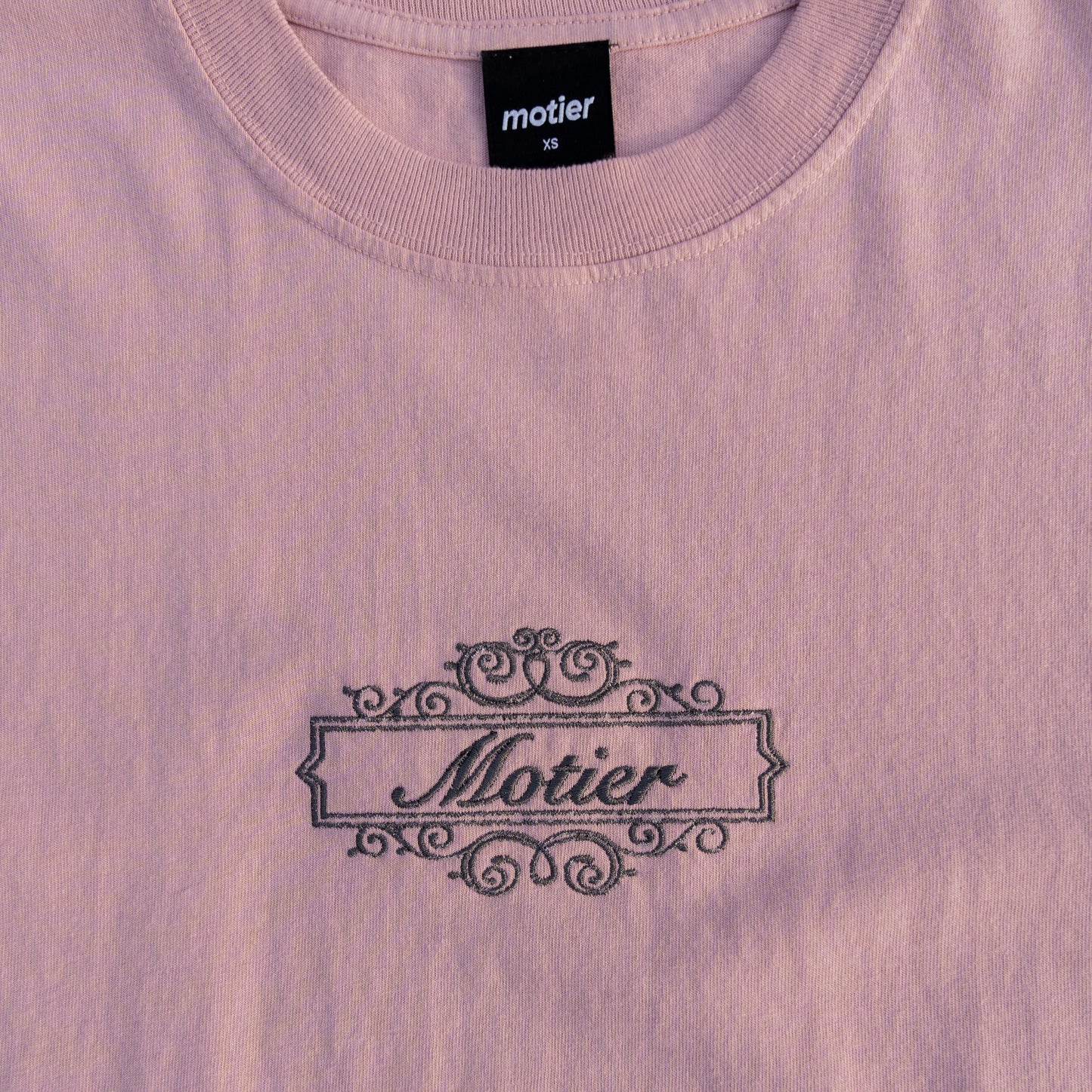 The Royale Crest Embroidery Luxe Tee (Pale Mauve) - Motier Lafayette 