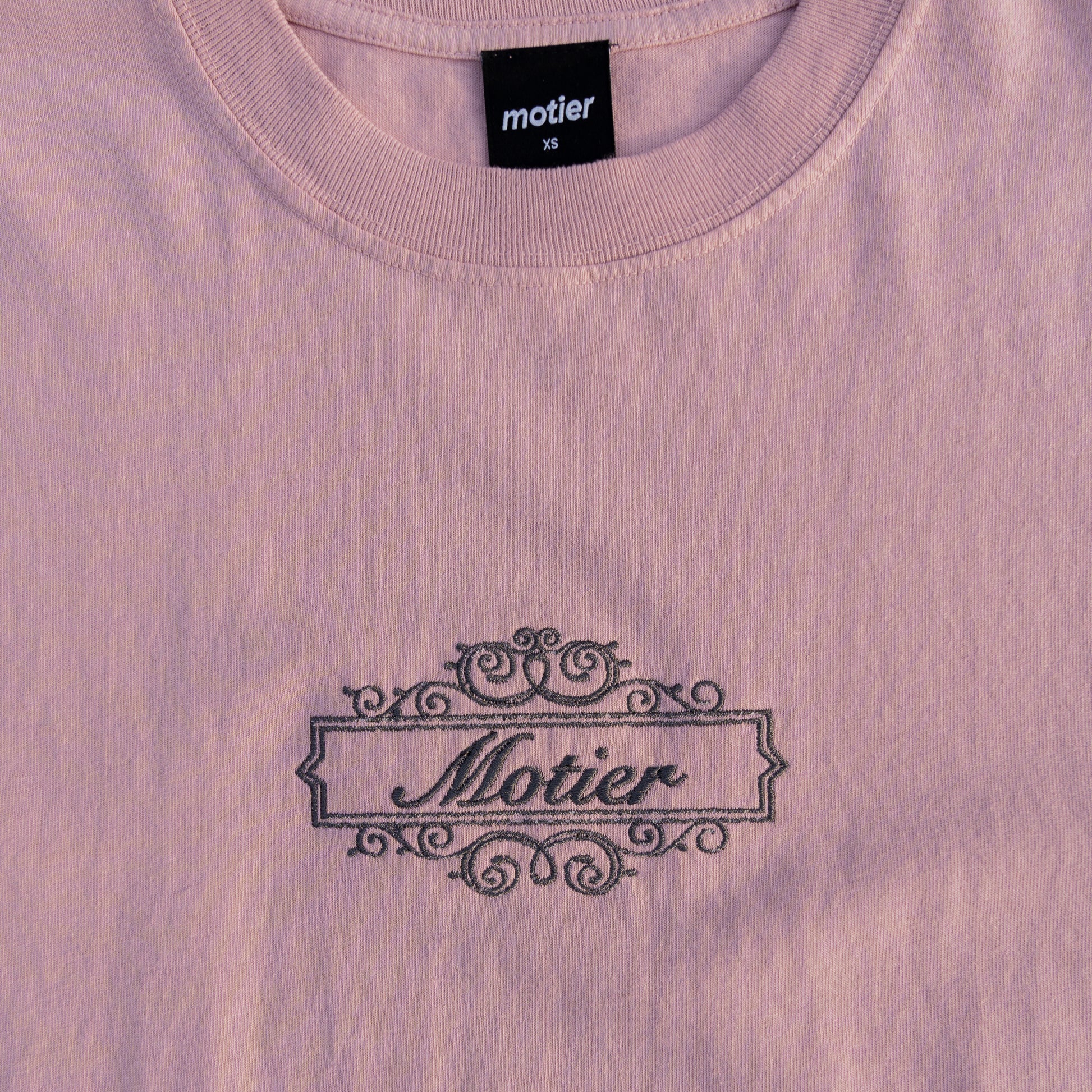 The Royale Crest Embroidery Luxe Tee (Pale Mauve) - Motier Lafayette 