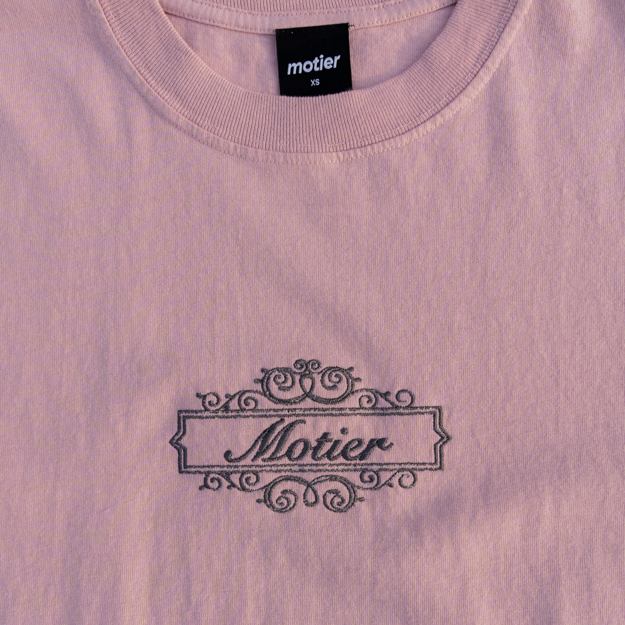 The Royale Crest Embroidery Luxe Tee (Pale Mauve) - Motier Lafayette 